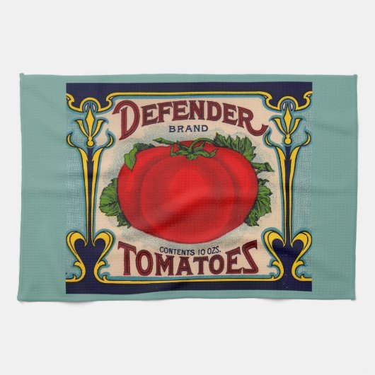 Tomatenmarke Defender der 1910er Jahre Geschirrtuch (Horizontal)