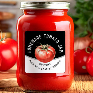 Tomatenmarmelade mit roter Tomate Quadratischer Aufkleber