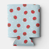 Tomatenmuster mit blauem Polka-Punkt-Hintergrund Dosenkühler (Rückseite)