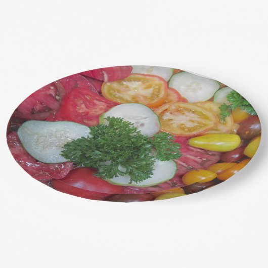 Tomatenpapierplatte Pappteller (Schrägansicht)