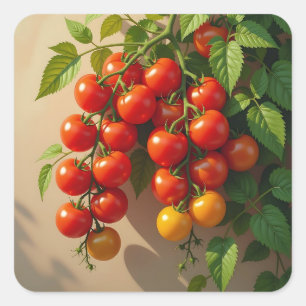 Tomatenpflanzen-Gartenbau-Themen-Sommerstimmung Quadratischer Aufkleber