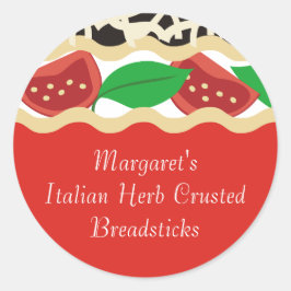 Tomatensalat lasagna Italienischer Geschenkticker Runder Aufkleber