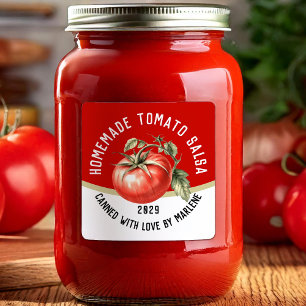 Tomatensalsa, hausgemacht mit roten Tomaten Quadratischer Aufkleber