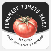 Tomatensalsa, hausgemacht mit roten Tomaten Quadratischer Aufkleber (Vorderseite)