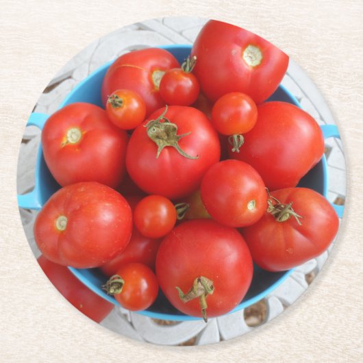 Tomatenschale Runder Pappuntersetzer (Vorderseite)