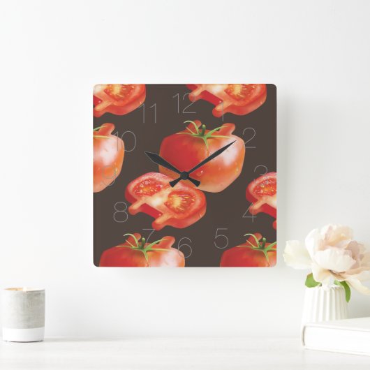 Tomatenscheibe Quadratische Wanduhr (Zuhause)