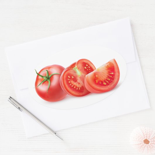 Tomatenschnitt Ovaler Aufkleber (Umschlag)