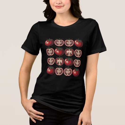 Tomatensommer-Muster Tri-Blend Shirt (Vorderseite)