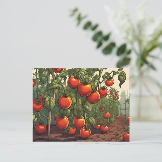 Tomatensorten Pflanze mit roten, reifen Tomaten im Postkarte (Stehend Vorderseite)