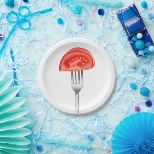 Tomatenstück auf Gabel Pappteller (Party)