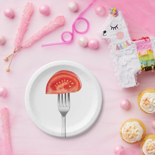 Tomatenstück auf Gabel Pappteller (Party)