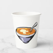 Tomatensuppe mit Löffel Pappbecher (Vorderseite)