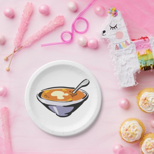 Tomatensuppe mit Löffel Pappteller (Party)