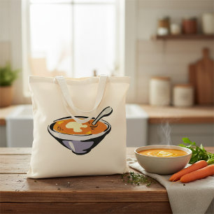 Tomatensuppe mit Löffel Tragetasche