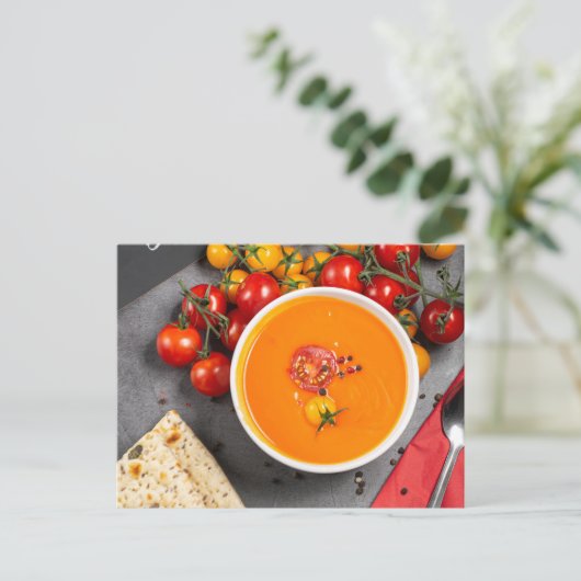 Tomatensuppe Postkarte (Stehend Vorderseite)
