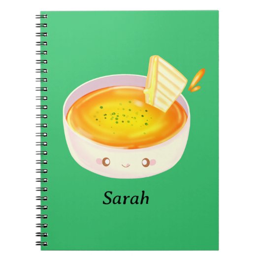 Tomatensuppe und gegrilltes Käsesandwich Notizblock (Vorderseite)