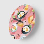 Tomato and Fried Eggs Pattern Runde Wanduhr (Winkel)