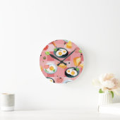 Tomato and Fried Eggs Pattern Runde Wanduhr (Zuhause)