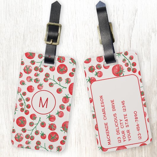 Tomato-Aquarellmonogramm Erste Personalisiert Gepäckanhänger