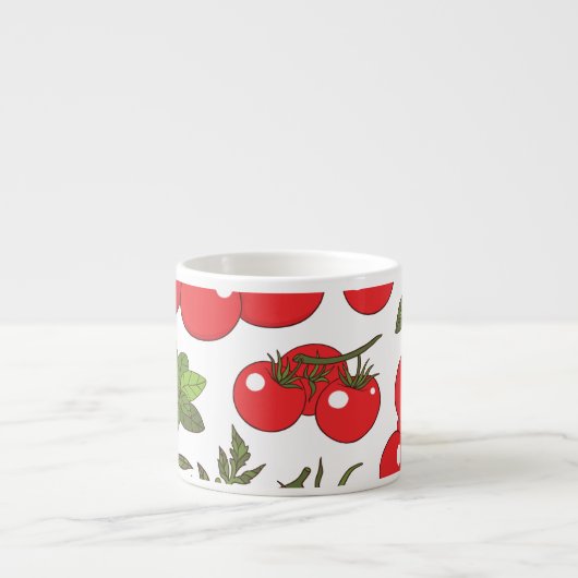 Tomato Basil Seamless Kitchen Muster Espressotasse (Vorderseite)