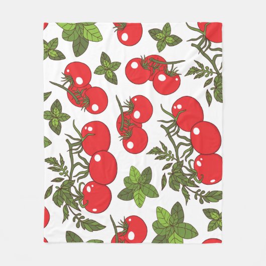 Tomato Basil Seamless Kitchen Muster Fleecedecke (Vorderseite)