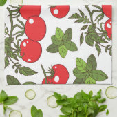 Tomato Basil Seamless Kitchen Muster Geschirrtuch (Gefaltet)