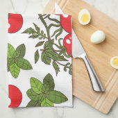 Tomato Basil Seamless Kitchen Muster Geschirrtuch (Viertel Falte)