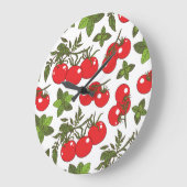 Tomato Basil Seamless Kitchen Muster Große Wanduhr (Winkel)