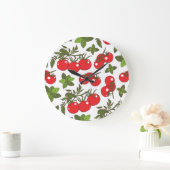Tomato Basil Seamless Kitchen Muster Große Wanduhr (Zuhause)