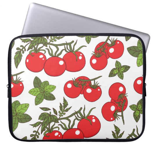 Tomato Basil Seamless Kitchen Muster Laptopschutzhülle (Vorderseite)