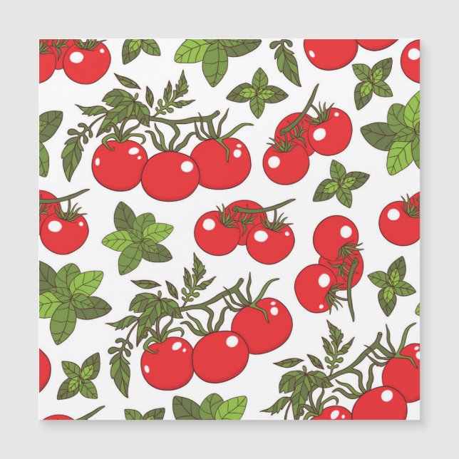 Tomato Basil Seamless Kitchen Muster Magnetkarte (Vorderseite)