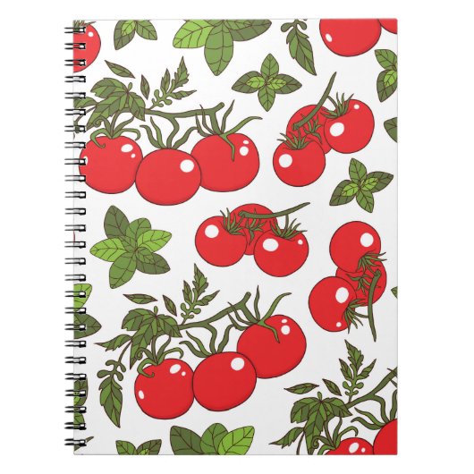 Tomato Basil Seamless Kitchen Muster Notizblock (Vorderseite)