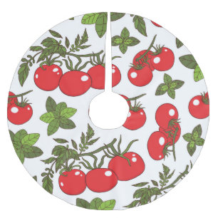 Tomato Basil Seamless Kitchen Muster Polyester Weihnachtsbaumdecke