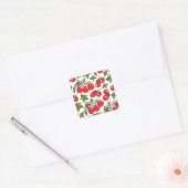 Tomato Basil Seamless Kitchen Muster Quadratischer Aufkleber (Umschlag)