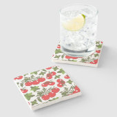 Tomato Basil Seamless Kitchen Muster Steinuntersetzer (Seitenansicht)