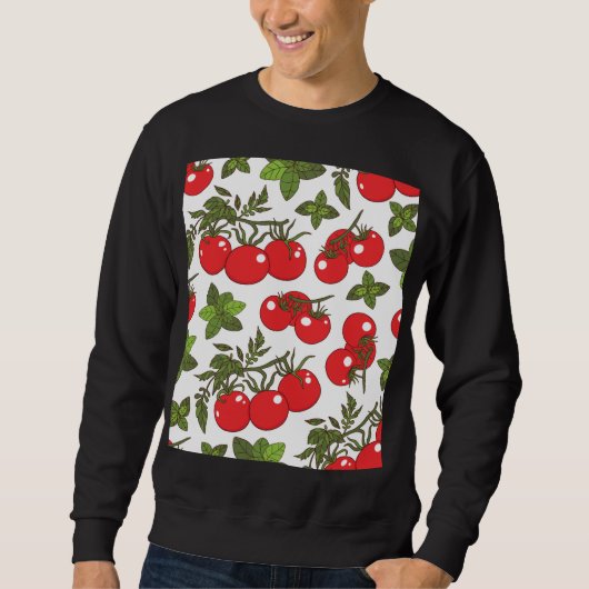 Tomato Basil Seamless Kitchen Muster Sweatshirt (Vorderseite)