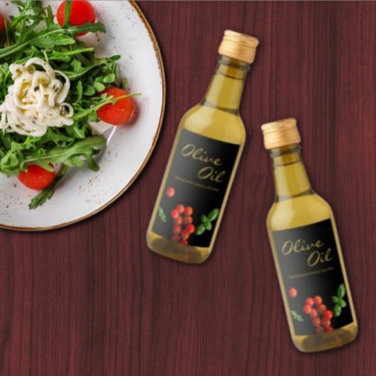 Tomato Basilikum Olivenöl Präfektionssiegel Weinetikett