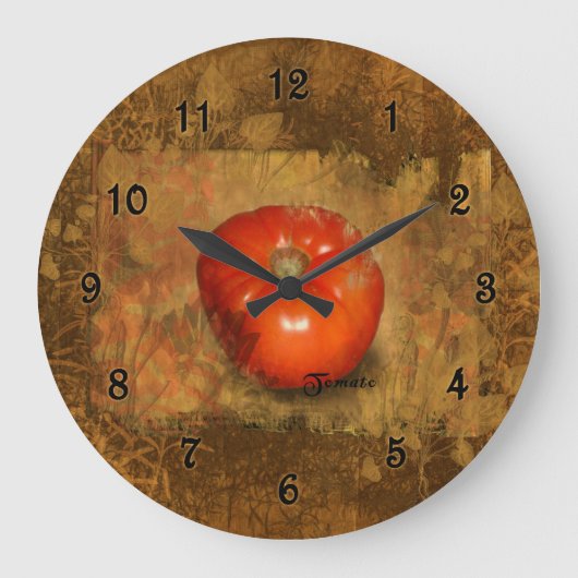Tomato Botanical Große Wanduhr (Vorderseite)