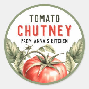 Tomato Chutney Canning Label Aquarelltomate Runder Aufkleber