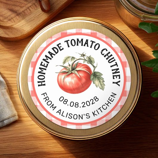 Tomato Chutney Canning Label Aquarelltomate Runder Aufkleber