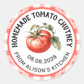 Tomato Chutney Canning Label Aquarelltomate Runder Aufkleber (Vorderseite)