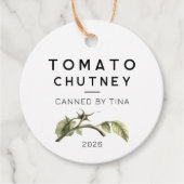Tomato-Chutney-Etikett mit Aquarelltomatenblatt Geschenkanhänger (Vorderseite)