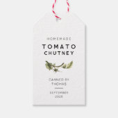 Tomato-Chutney-Etikett mit Aquarelltomatenblatt Geschenkanhänger (Vorderseite)