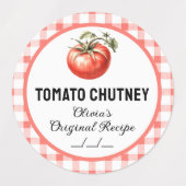 Tomato-Chutney-Konservenetikett mit karierte Ausfü Etiketten (Design 1)