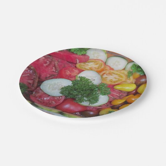 Tomato Cucumber Paper Plate Pappteller (Schrägansicht)