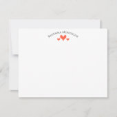 Tomato Elegant Classic Hearts Striped Note Card Mitteilungskarte (Vorderseite)