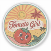 Tomato Girl Summer | Retro Fruit Summer Sticker (Vorderseite)
