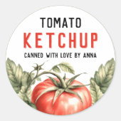 Tomato Ketchup Canning Label Aquarelltomate Runder Aufkleber (Vorderseite)