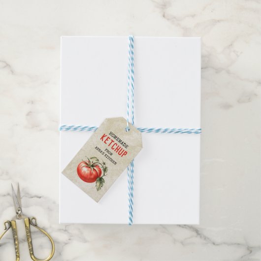 Tomato Ketchup Custom Label Aquarell Tomate Geschenkanhänger (Mit Garn)