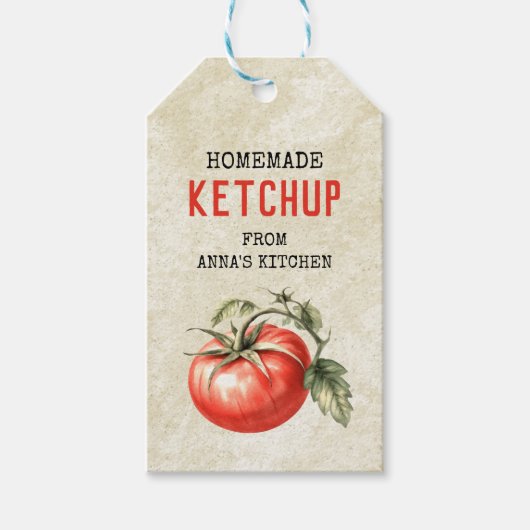 Tomato Ketchup Custom Label Aquarell Tomate Geschenkanhänger (Vorderseite)